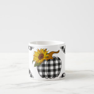 Sonnenblumen, karierter Kürbis, Bauernhaus-Dekorat Espressotasse