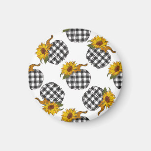 Sonnenblumen, karierter Kürbis, Bauernhaus-Dekorat Magnet