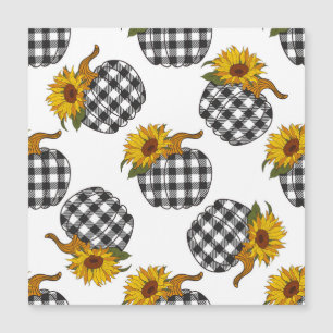 Sonnenblumen, karierter Kürbis, Bauernhaus-Dekorat Magnetkarte