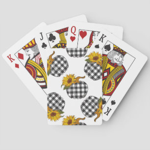 Sonnenblumen, karierter Kürbis, Bauernhaus-Dekorat Spielkarten