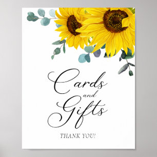 Sonnenblumen-Karten und Geschenke Party-Schild  Poster