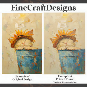 Sonnenblumen Kat Nickerchen Whimsical Oil Style Ma Seidenpapier