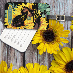 Sonnenblumen-Katzen – Wasserfarben-Blumen-Kofferan Gepäckanhänger