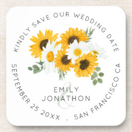 Sonnenblumen Keepake rustikale Blüten Save the Dat Getränkeuntersetzer