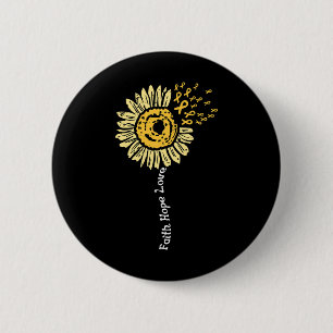 Sonnenblumen Kinderkrebs Ribbon Faith Hope Liebe Button