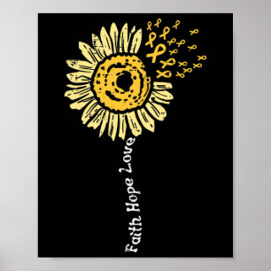 Sonnenblumen Kinderkrebs Ribbon Faith Hope Liebe Poster
