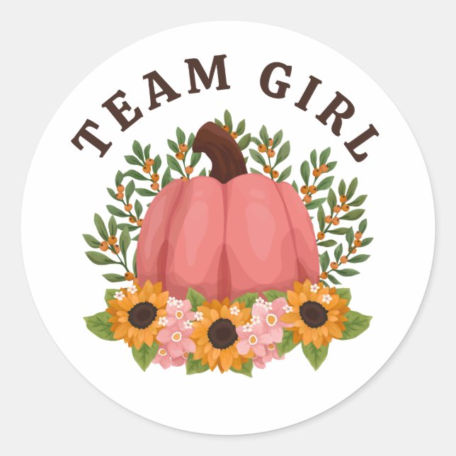 Sonnenblumen Kleines Pumpkin Gender Reveal Team Gi Runder Aufkleber (Vorderseite)