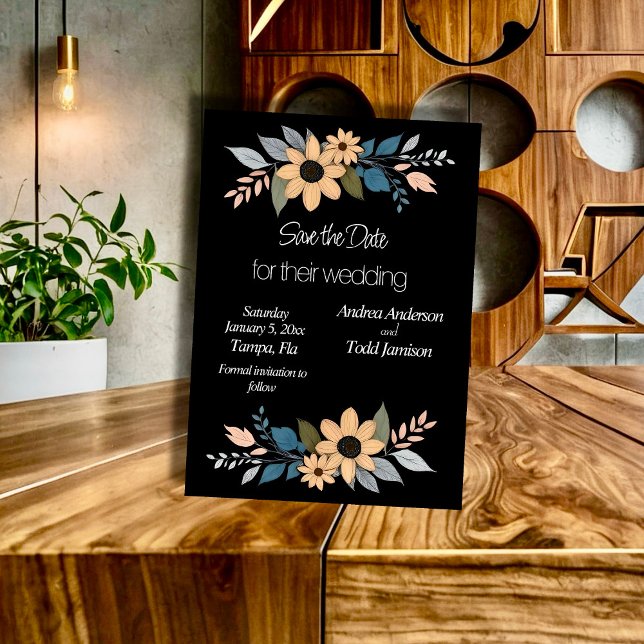 Sonnenblumen kontrastieren schwarze Hochzeit Save The Date (Von Creator hochgeladen)