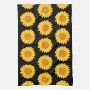 Sonnenblumen kopieren auf Schwarzem Handtuch