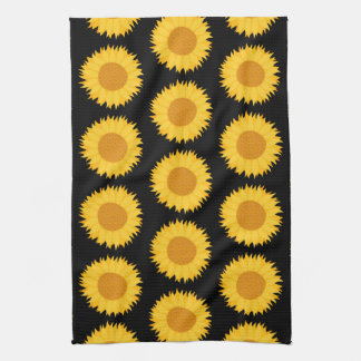 Sonnenblumen kopieren auf Schwarzem Handtuch