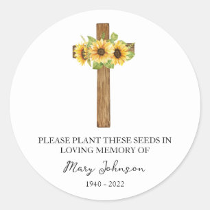 Sonnenblumen-Kreuz-Gedenk-Funeral-Samenpaket Runder Aufkleber