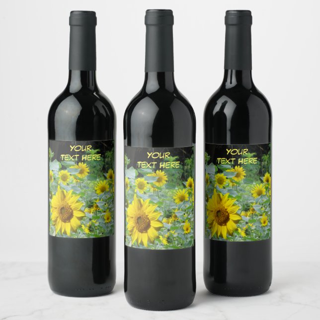 Sonnenblumen Kruste. Set für Textnahrung und Geträ Weinetikett (Flaschen)
