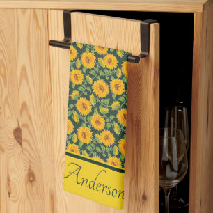 Sonnenblumen Küche personalisiert Geschirrtuch