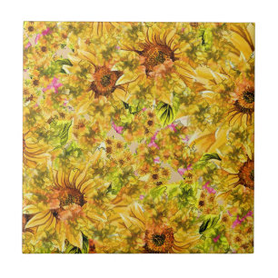 Sonnenblumen Kunst Fliese