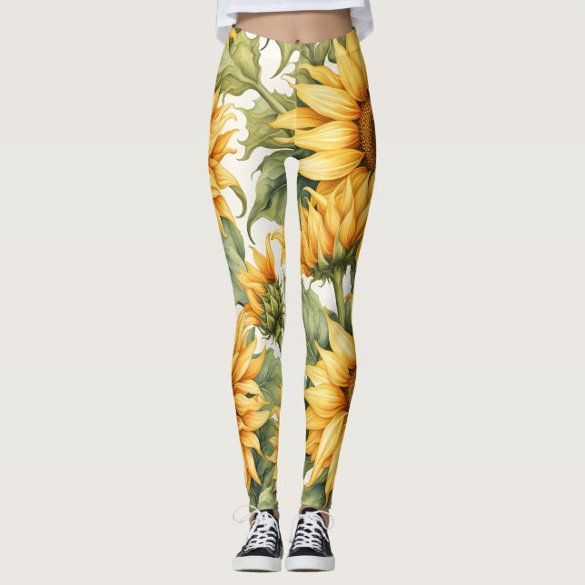 Sonnenblumen Kunst Leggings (Vorderseite)