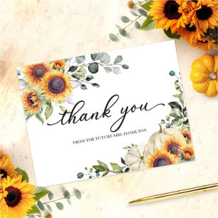 Sonnenblumen Kürbis Herbst Brautparty Dankeschön Postkarte