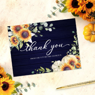 Sonnenblumen Kürbis Herbst Brautparty Dankeschön  Postkarte