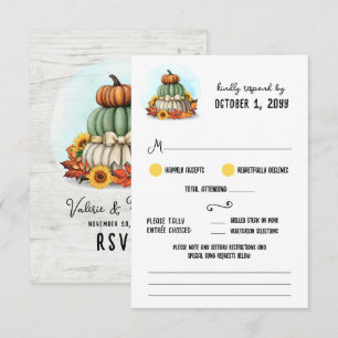 Sonnenblumen-Kürbis-ländliche Landhochzeit im Herb RSVP Karte