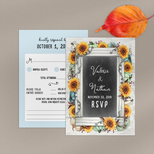 Sonnenblumen Kürbis Rustikale Landfarm Hochzeit im RSVP Karte (Von Creator hochgeladen)