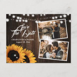 Sonnenblumen-Land-Hochzeitsfoto - Save the Date Ankündigungspostkarte