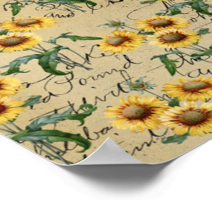 Sonnenblumen-Land Rustikal Vintage Handschriftlich Poster