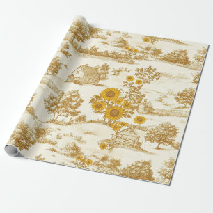 Sonnenblumen-Land Vintage Gelb Toile (3) Geschenkpapier