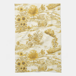 Sonnenblumen-Land Vintage Gelbe Toile (5) Geschirrtuch