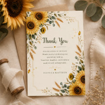 Sonnenblumen-Landhochzeit-Dankeskarten