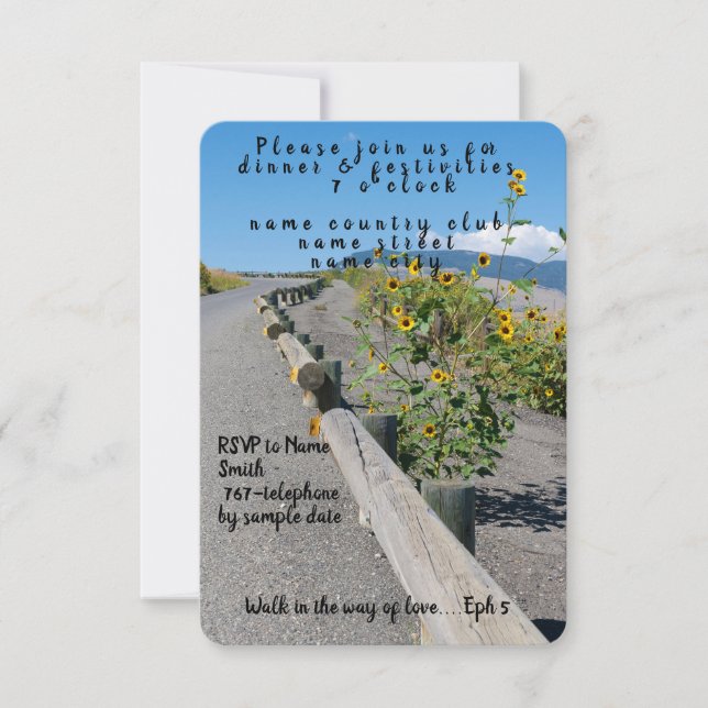 Sonnenblumen Landstraße West Gebirgsstraße lässige RSVP Karte (Vorderseite)