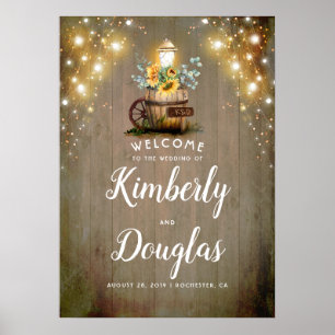 Sonnenblumen Laterne rustikales Hochzeitsszeichen Poster