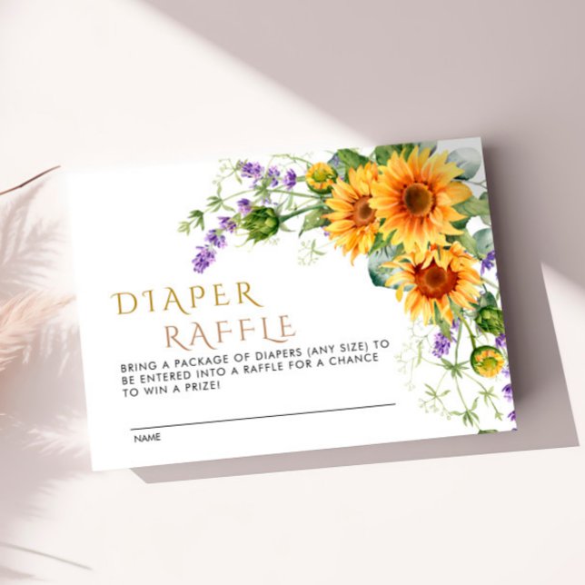 Sonnenblumen & Lavander Diaper Raffle Card W2 Begleitkarte (Von Creator hochgeladen)