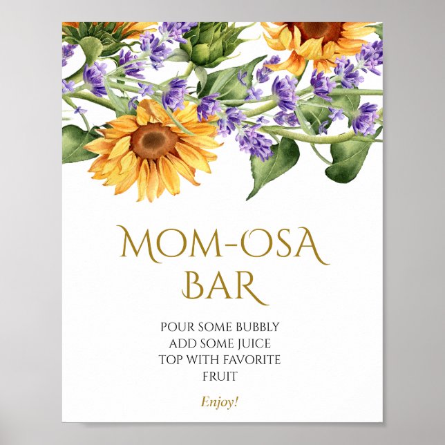 Sonnenblumen & Lavander Dusche Momosa Bar Zeichen Poster (Vorne)