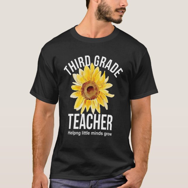 Sonnenblumen-Lehrer der dritten Klasse helfen klei T-Shirt (Vorderseite)