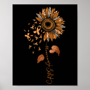 Sonnenblumen Leopard Crps Awareness Orange Ribbon Poster