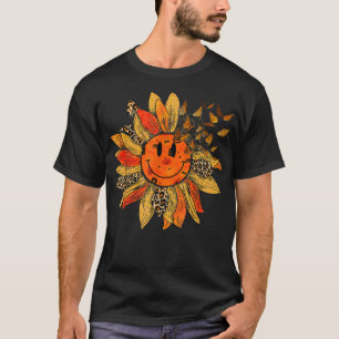 Sonnenblumen Leopard Schmetterling Herbst Retro Gr T-Shirt