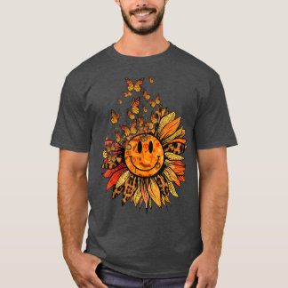 Sonnenblumen Leopard Schmetterling Herbst Retro Gr T-Shirt