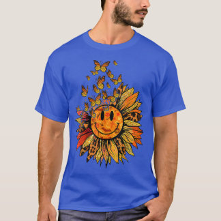 Sonnenblumen Leopard Schmetterling Herbst Retro Gr T-Shirt