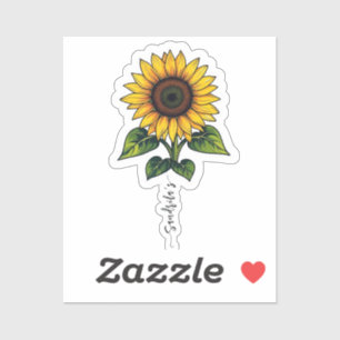Sonnenblumen-Leoparden-Handschrift-Name-Aufkleber Aufkleber