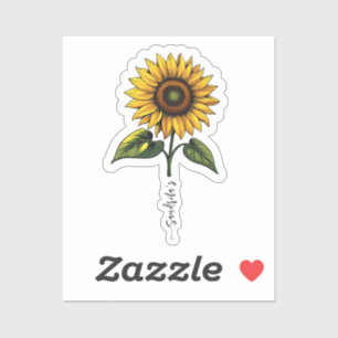 Sonnenblumen-Leoparden-Handschrift-Name-Aufkleber Aufkleber