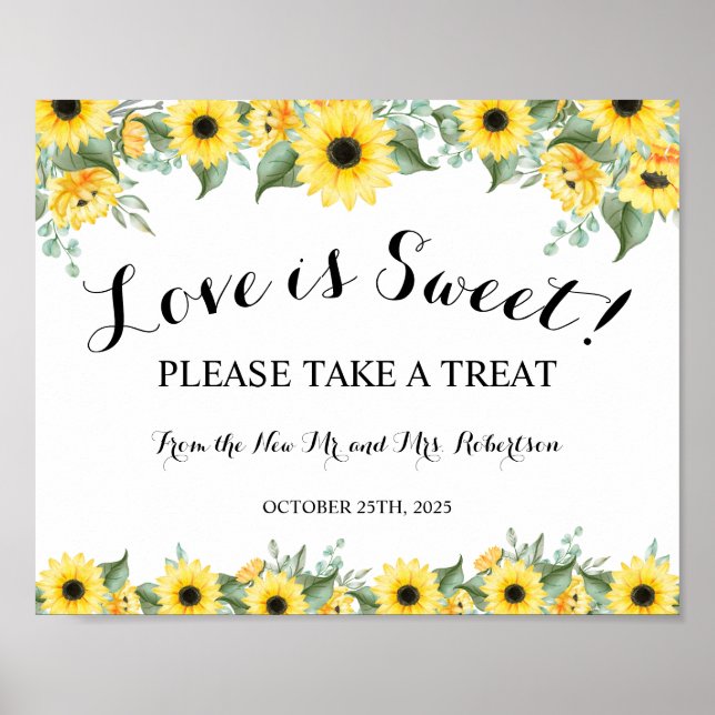 Sonnenblumen Liebe ist süßes Brautparty Hochzeit Poster (Vorne)