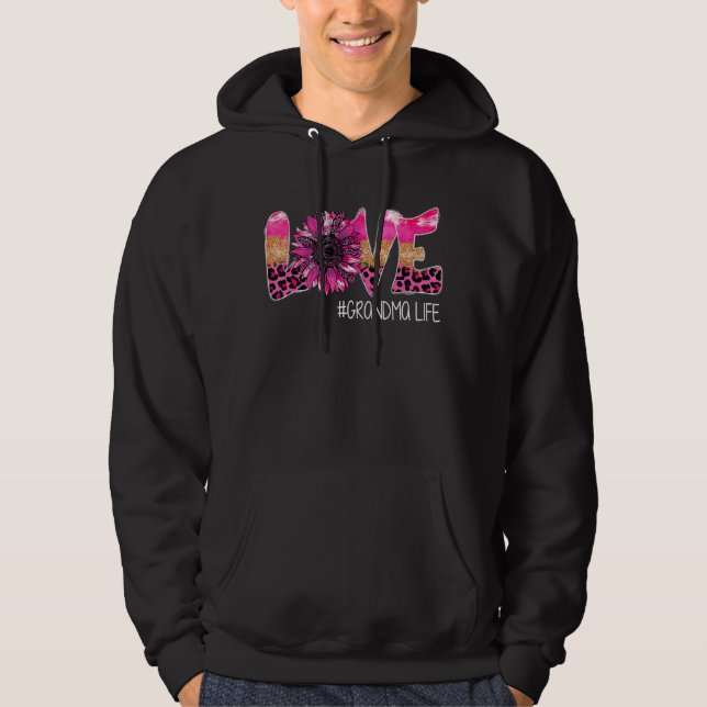 Sonnenblumen Liebe Oma Leopard Rosa Mama Mama Moth Hoodie (Vorderseite)