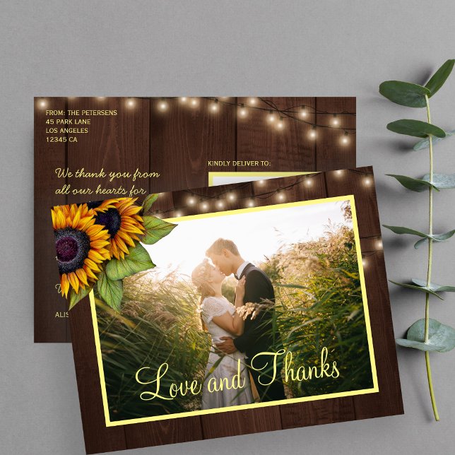 Sonnenblumen Liebe und danke Hochzeit danke Postkarte (Von Creator hochgeladen)
