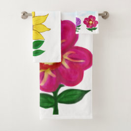 Sonnenblumen Lila Blume Rosa Blume Badhandtuch Set