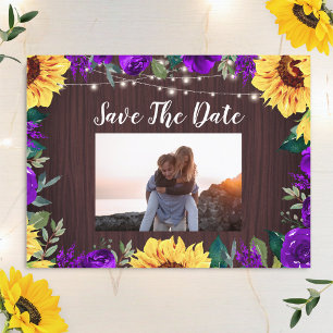 Sonnenblumen Lila BlumengrenzenFoto Save the Date Ankündigungspostkarte