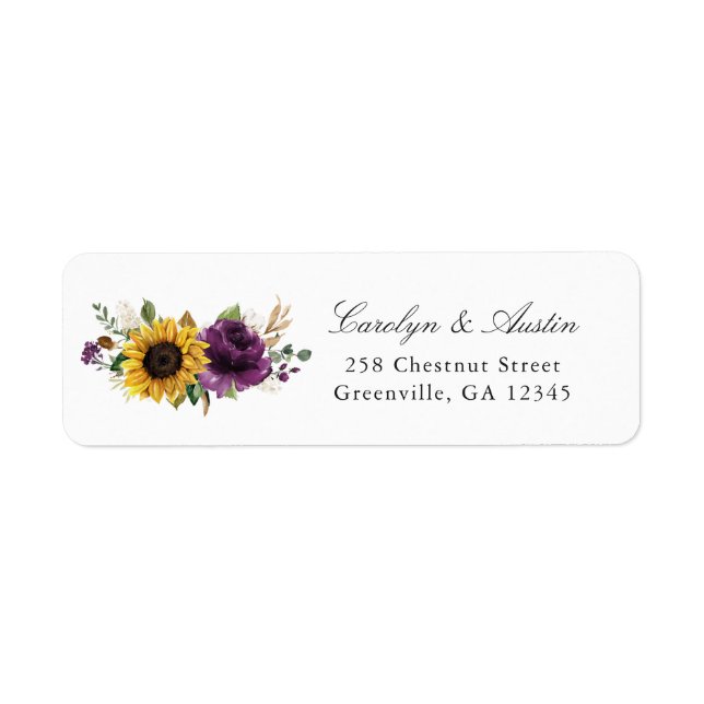 Sonnenblumen Lila Blumenrücksendeadresse (Vorne)