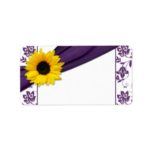 Sonnenblumen Lila Hochzeitstauchmarken Adressaufkleber