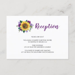 Sonnenblumen Lila Rose Blumenhochzeit Empfang Begleitkarte