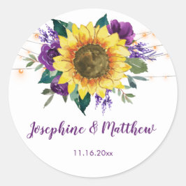 Sonnenblumen Lila Rose Blumenlampen Hochzeit Runder Aufkleber