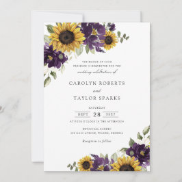Sonnenblumen Lila Violett-Blume Grüne Hochzeit Einladung