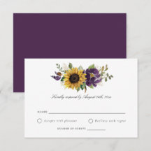 Sonnenblumen Lila Violett-Blume Hochzeit RSVP